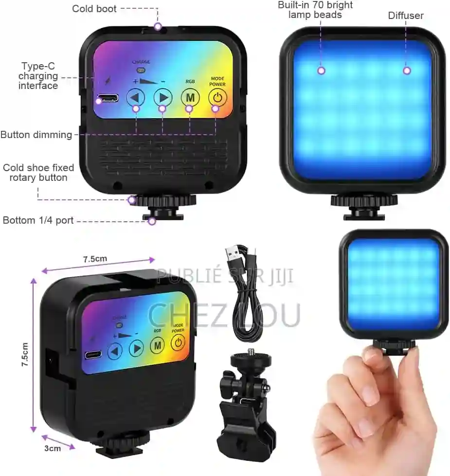 Lumiere Led Light Selfie Video Multicolore - Vue 6