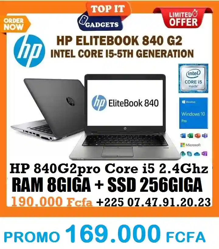 HP Professionnel 840g2 Core i5 ram 8giga - Vue 2