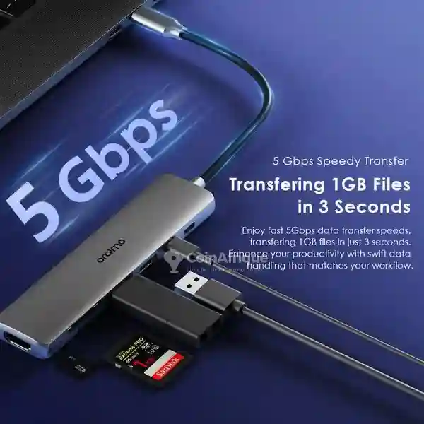 Oraimo Powertrans Adaptateur Multifonction Usb-c 7-en-1 - Vue 3