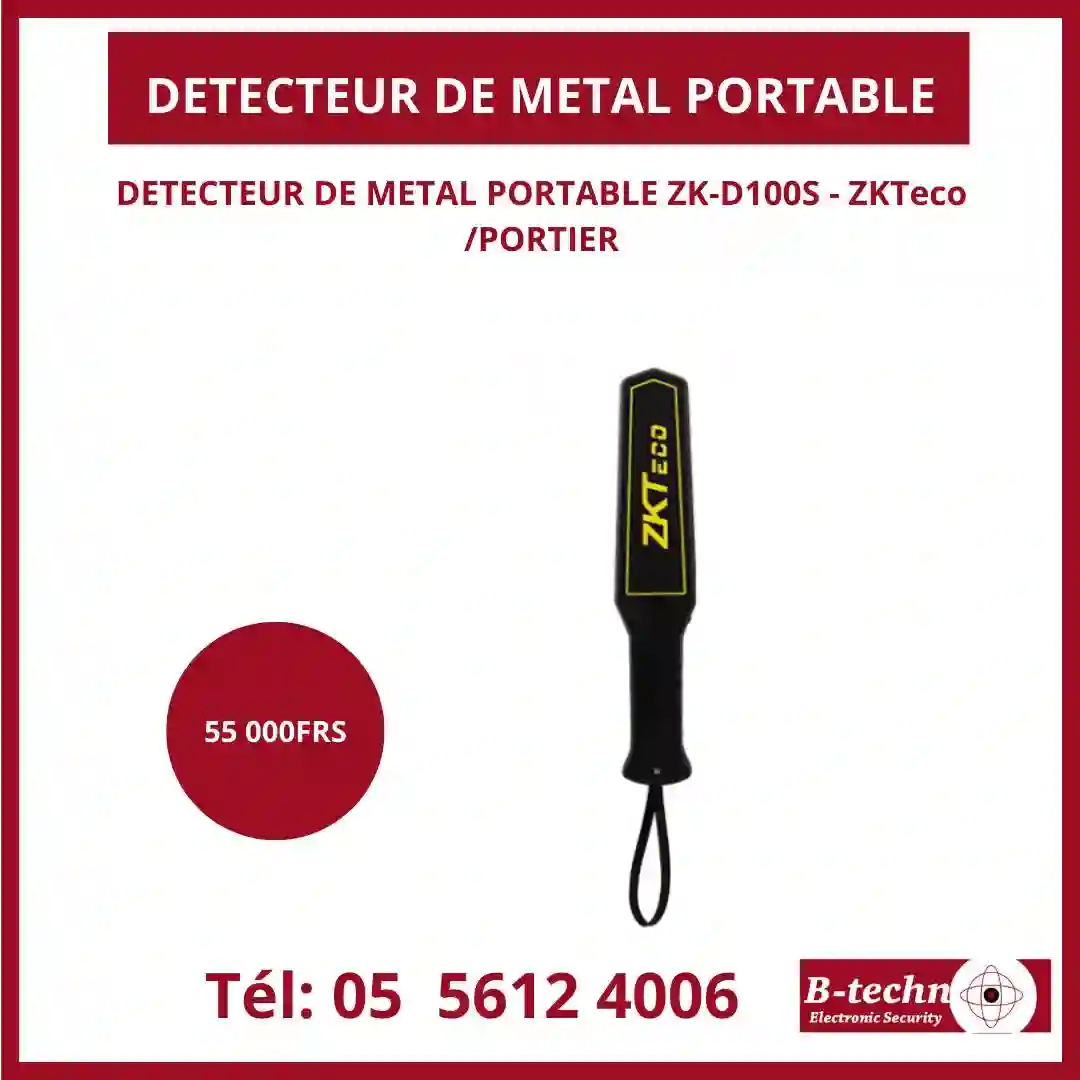 DÉTECTEUR DE MÉTAUX PORTABLE ZK-D100S DE ZKTECO