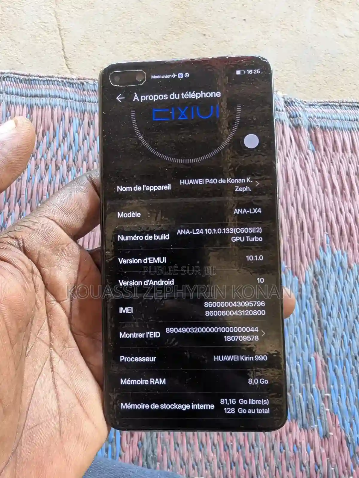 Huawei P40 4G 128 GB Noir - Vue 3