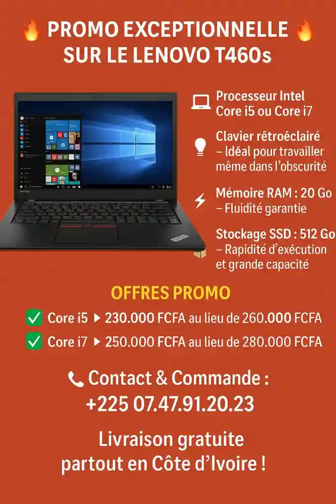 Promo Lenovo Thinkpad T460s Core i5 ET Core i7 0747912023 - Vue 1