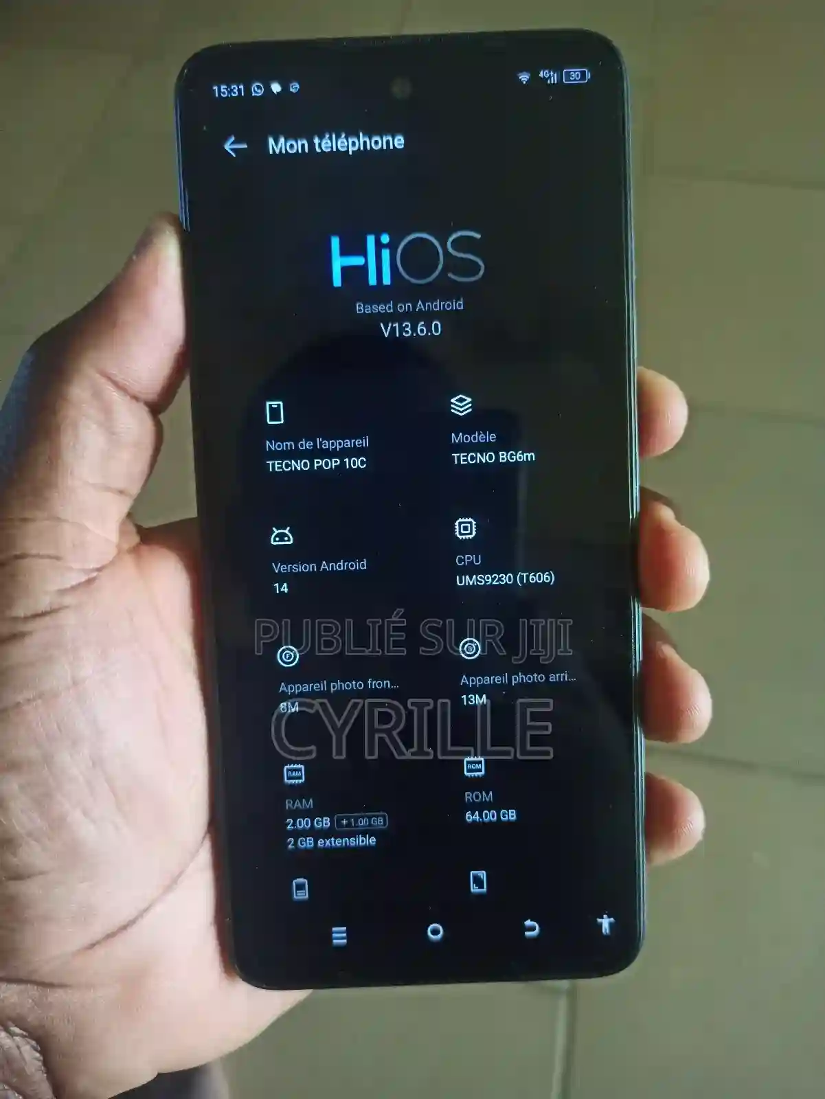 Tecno Pop 10C 64 GB Black - Vue 3