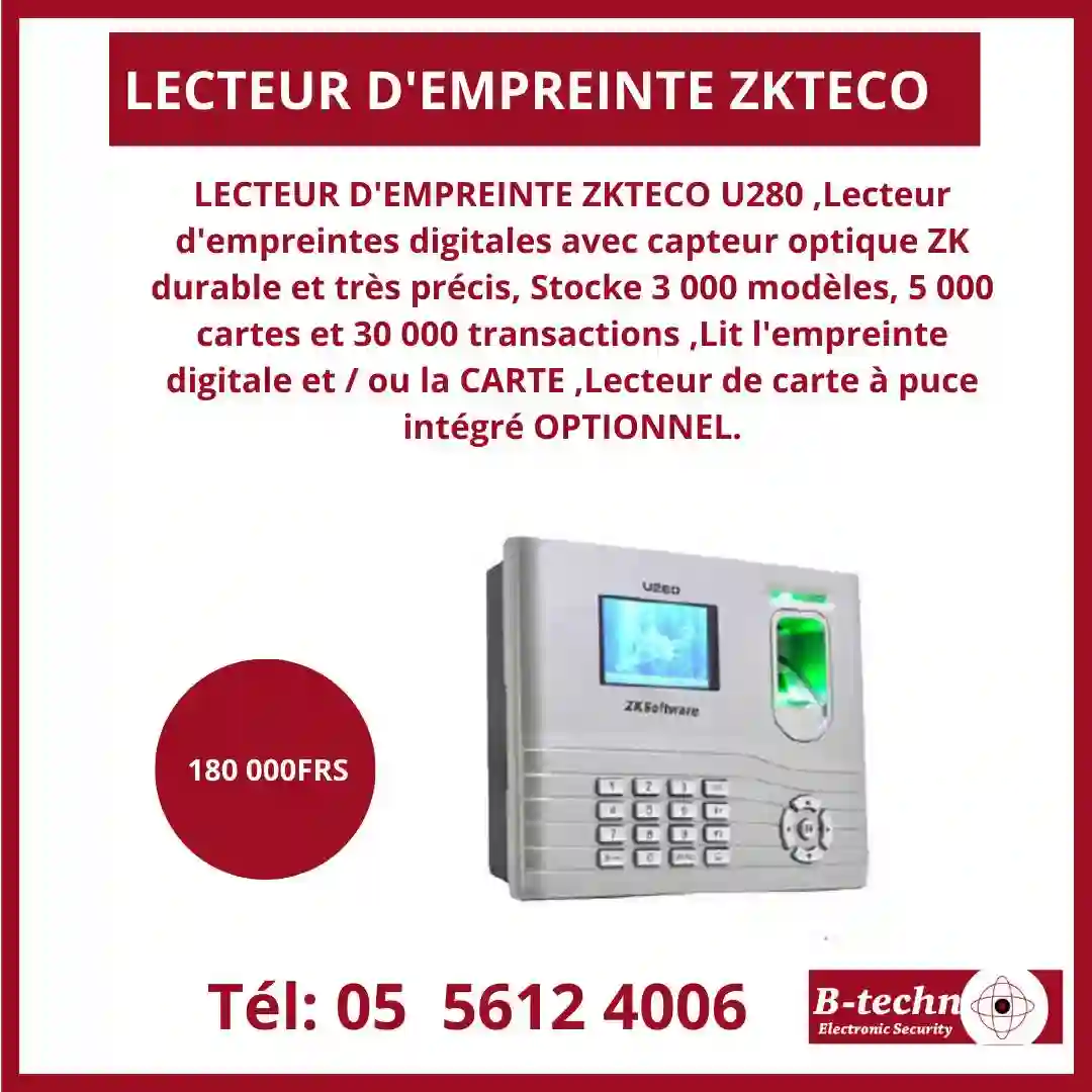 VENTE DES POINTEUSES BIOMETRIQUES ZKTECO