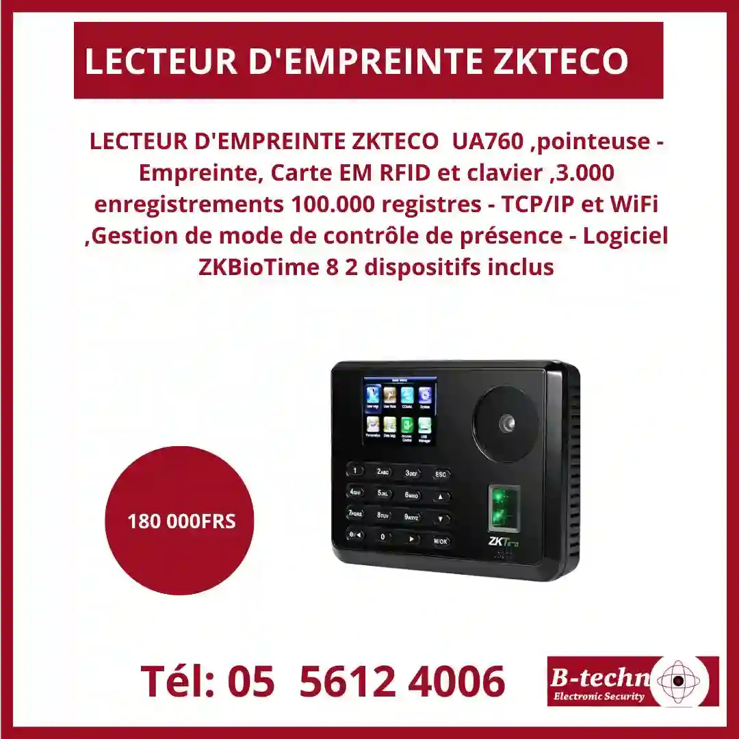 VENTE DES POINTEUSES BIOMETRIQUES ZKTECO - Vue 1