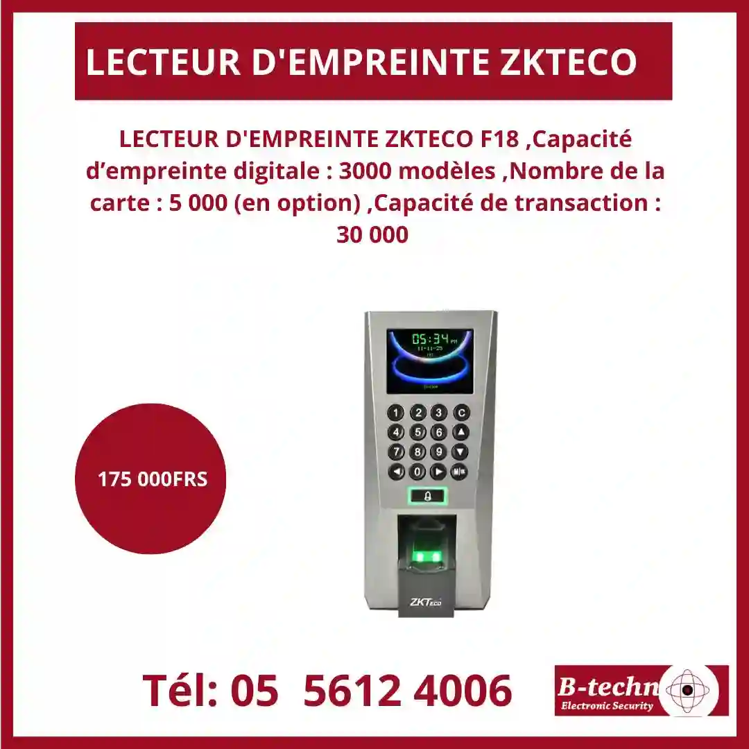 VENTE DES POINTEUSES BIOMETRIQUES ZKTECO - Vue 2