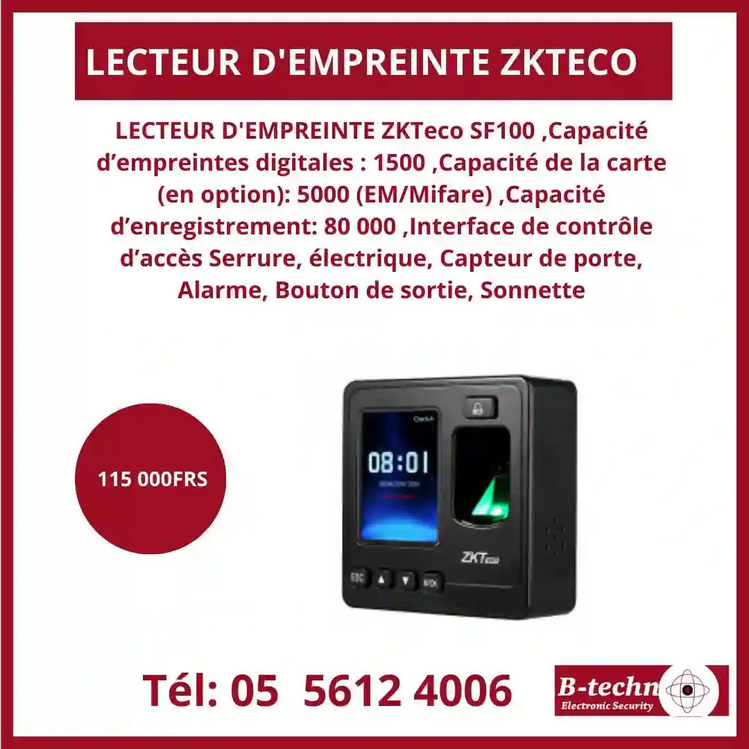 VENTE DES POINTEUSES BIOMETRIQUES ZKTECO - Vue 3