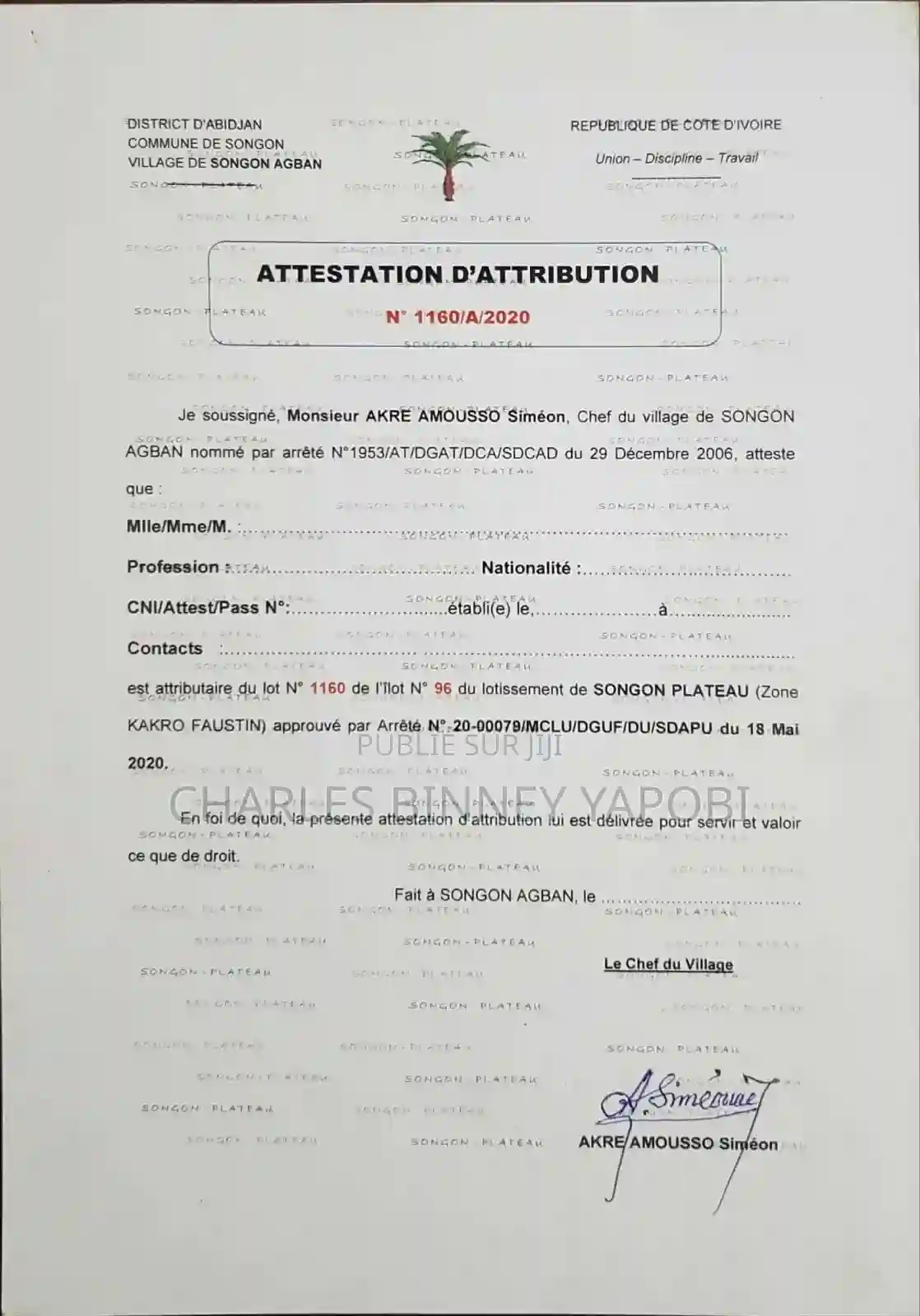 Terrain en Vente a Songhon Plateau - Vue 1