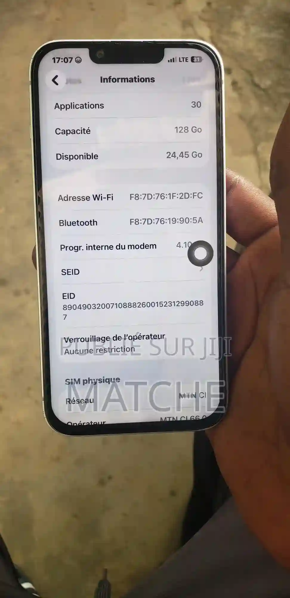 Apple Iphone 14 128 GB Blanc - Vue 2