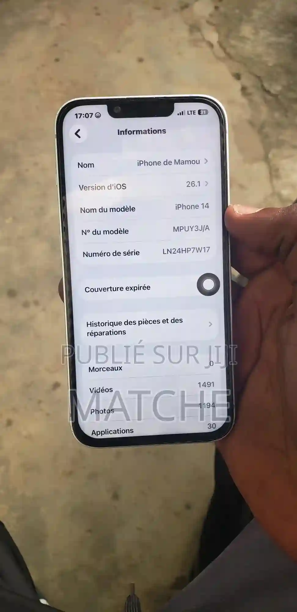 Apple Iphone 14 128 GB Blanc - Vue 7