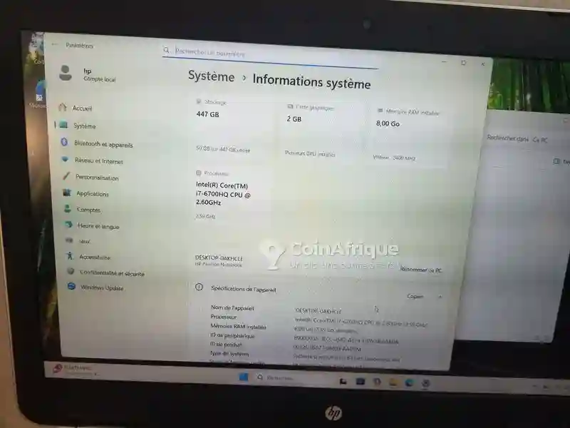 Ordinateur Hp i7 6th gen 8go ssd 500 go Nvidia 2go - Vue 1