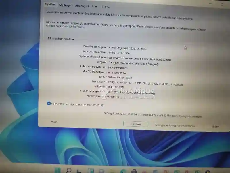 PC HP Zbook i7 - Vue 2