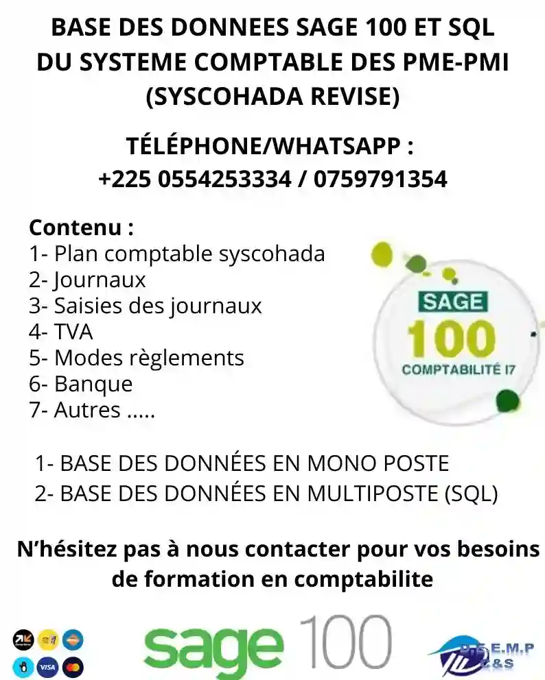 BASE DES DONNEES OPERATIONNELLES DE SAGE 100 COMPTABILITE SYSCOHADA